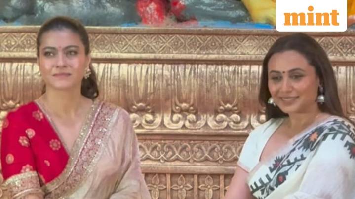 Kajol, Rani unveil ‘Durga Maa’ idol at family puja, cousins get emotional