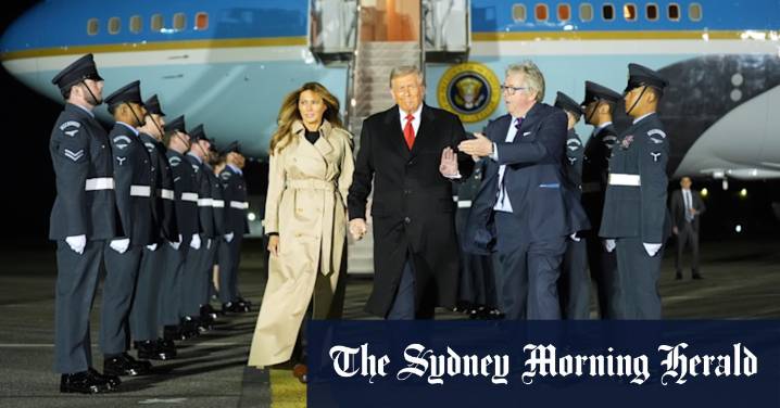Donald Trump UK visit: US president arrives to pomp and guerilla protests