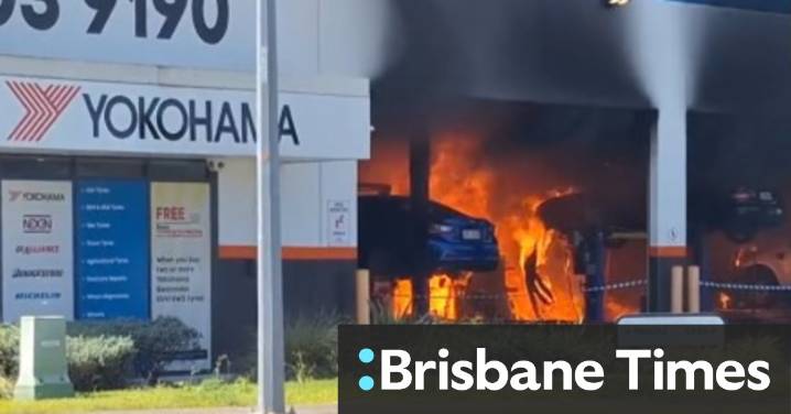 Caboolture fire: Man injured, cars destroyed at Tyres and More shop