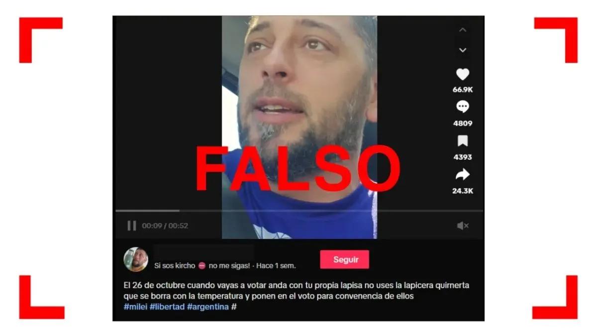 Es falso que entre los materiales para votar con la Boleta Única de Papel en las elecciones 2025 haya lapiceras que "se borran con calor"