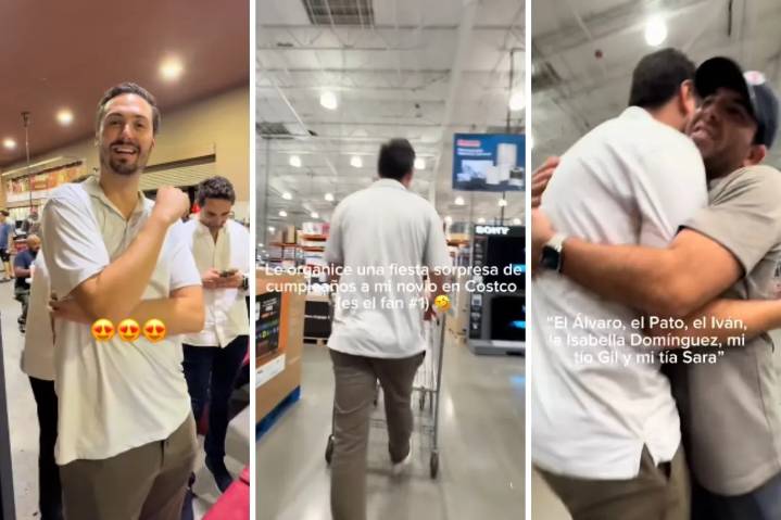 Sorprende a su novio con fiesta en Costco; amigos lo festejan en cada pasillo