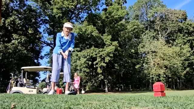 VIDEO: Pearl Atwood celebrates 100th birthday on the golf course
