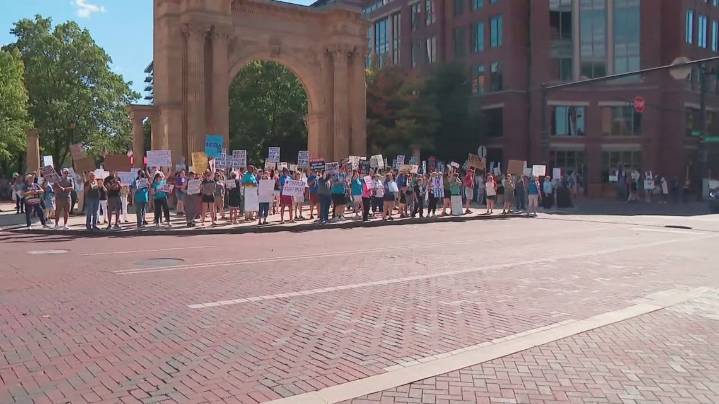 Labor Day protest in Columbus calls out Trump policies, billionaire influence