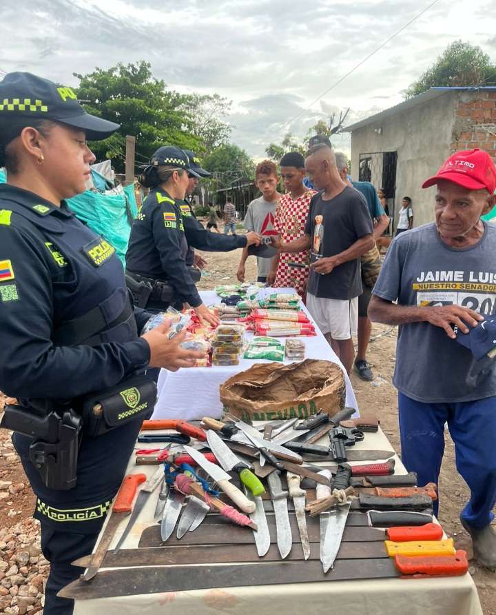 85 armas blancas recolectadas en jornada del plan desarme en La Macarena, Valledupar