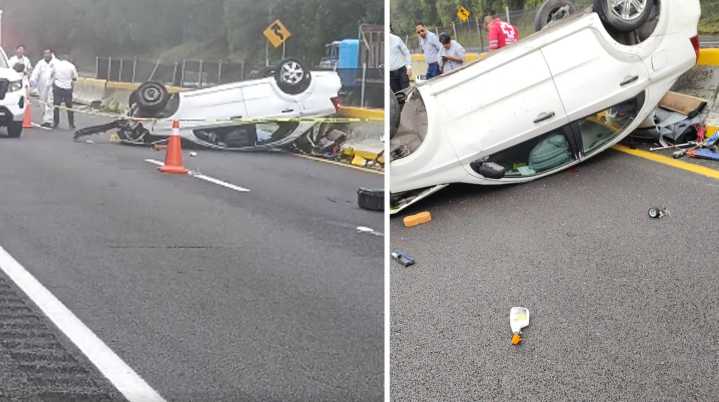 Trágico accidente en la México–Cuernavaca: pareja muere al volcar su automóvil