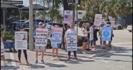Dozens protest to keep President Trump's name off Seagrape Drive in Lauderdale-by
