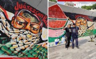 Artistas y ciudadanos transforman vallas policiacas para exigir una Palestina libre