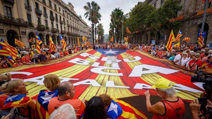 Apenas 28.000 personas asisten a la Diada en Barcelona, el mínimo de la última década