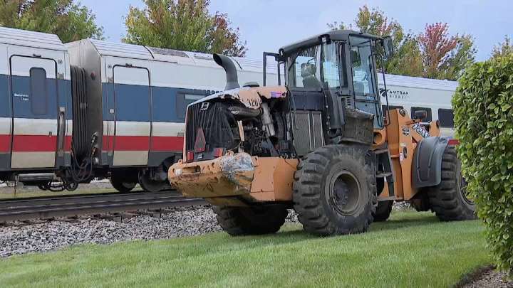 Amtrak train strikes construction equipment in Lake Forest