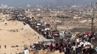 Video shows mass exodus as more than 100,000 displaced in Gaza over the weekend