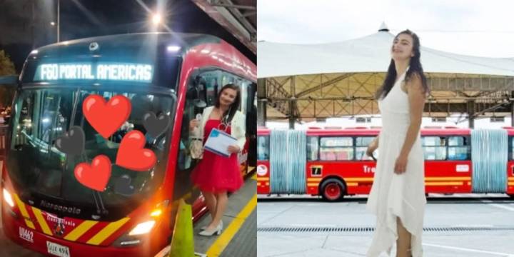 Mujer que “se casó” con un bus de TransMilenio afirmó que un alimentador fue padrino de la boda: “Me gustaría darles mi cariño”