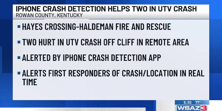 iPhone crash detection helps two in UTV crash