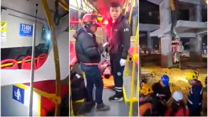 Video | Accidente en obras del Metro de Bogotá dejó 4 heridos tras caída de maquinaria sobre un bus de TransMilenio