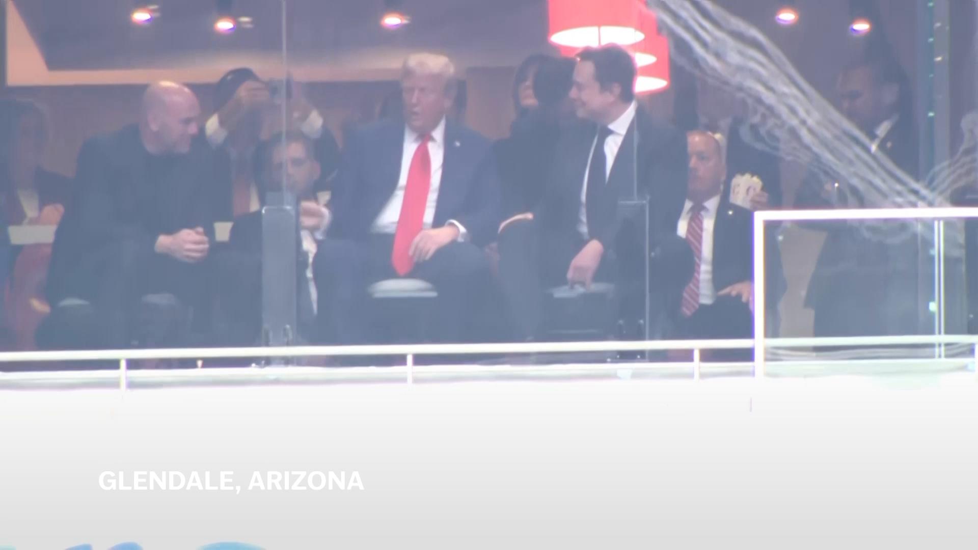 Elon Musk approaches Trump at Charlie Kirk memorial in Arizona