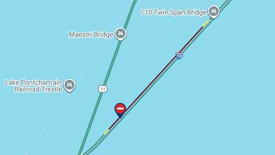 I-10 West on Twin Span lanes blocked due to car fire