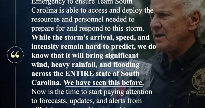 Gov. McMaster declares State of Emergency as severe weather threatens