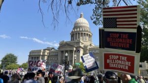 Hundreds gather at Idaho Capitol steps to rally for workers rights on Labor Day
