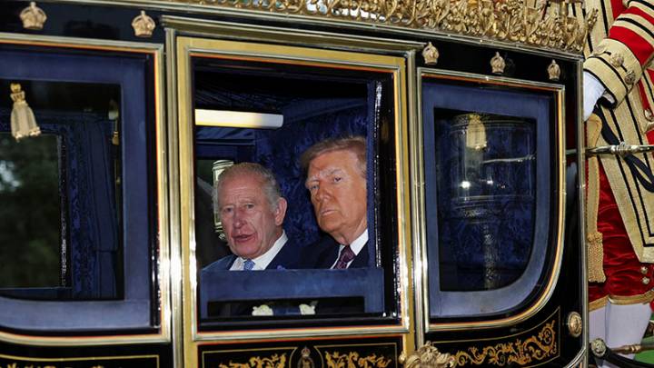 King Charles III greets Trump during president's second state visit to UK