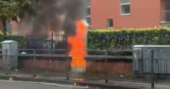 Car goes up in flames in Glasgow as man arrested
