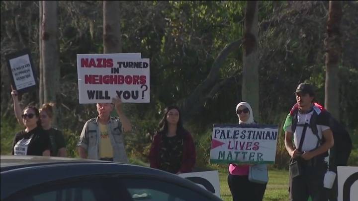 Protesters rally outside MacDill against U.S. supplying Israel with weapons