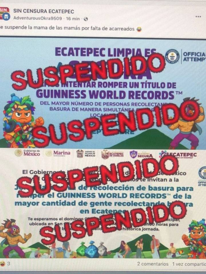 Falso que se suspenda el evento del Record Guinness en Ecatepec