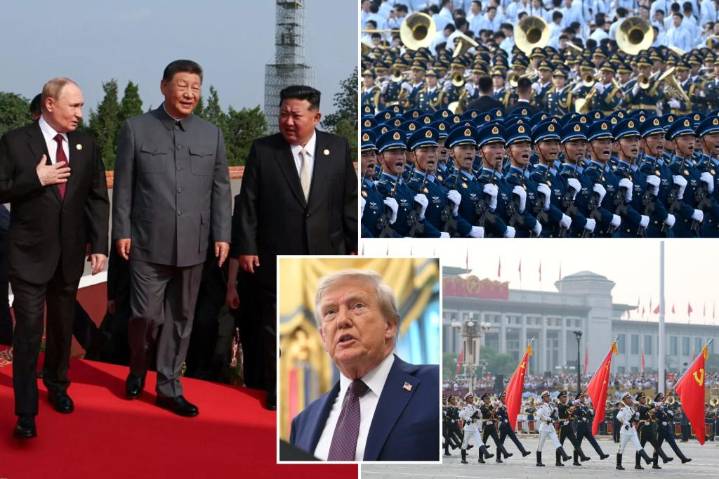 Trump accuses Putin, Kim Jong Un and Xi Jinping of conspiring against US as they meet at military parade in China 