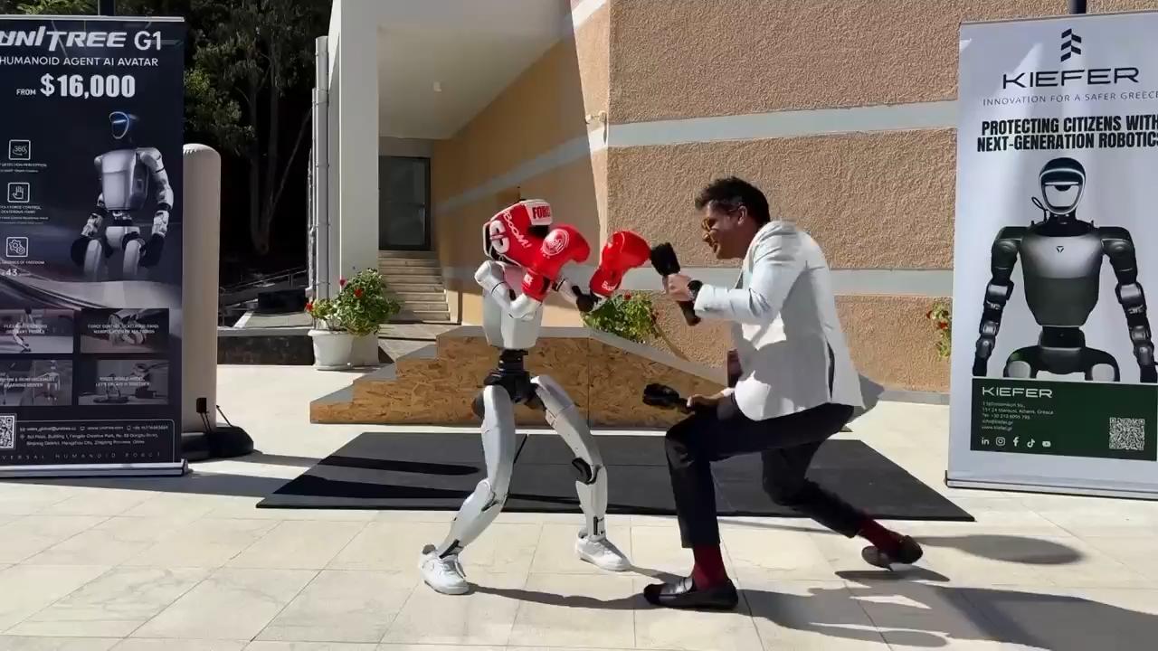 Humanoid robots display athletic skills at birthplace of the Olympics