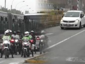 Autos particulares y policías motorizados invaden a diario carril exclusivo del Metropolitano