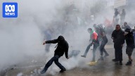 Italian police use tear gas against pro-Palestinian protesters demanding end to war in Gaza