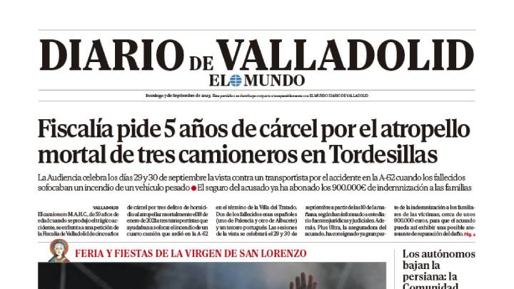 Portada de Diario de Valladolid del 7 de septiembre de 2025