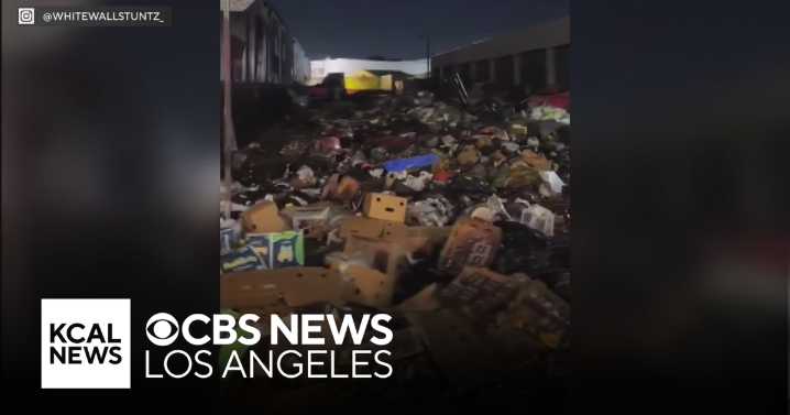 Tons of fruits and vegetables dumped onto downtown Los Angeles street