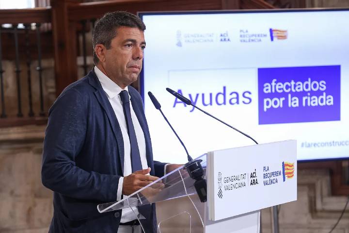 Mazón anuncia otros 350 millones en ayudas "automáticas" y sin trámites para los afectados de la dana