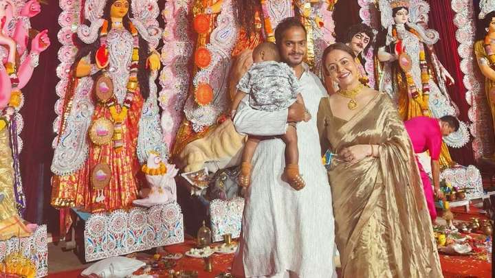 Devoleena Bhattacharjee Celebrates First Durga Puja With Son Joy
