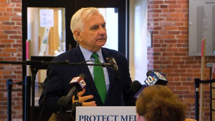 Senators Reed and Whitehouse rally against healthcare cuts