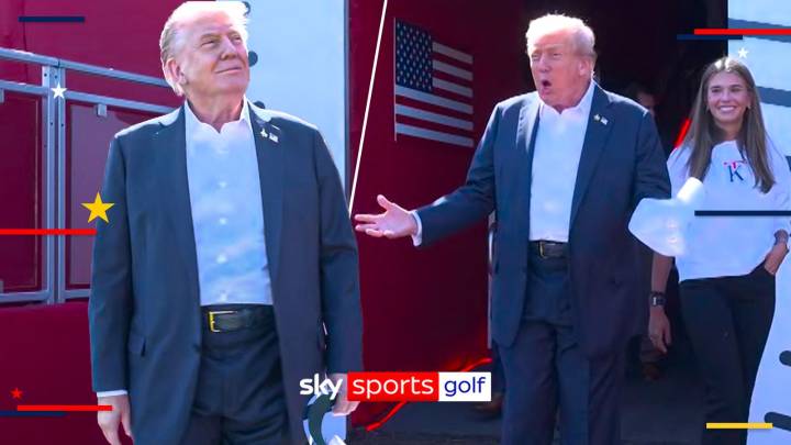 Ryder Cup: President Donald Trump arrives at Bethpage ahead of fourball session!