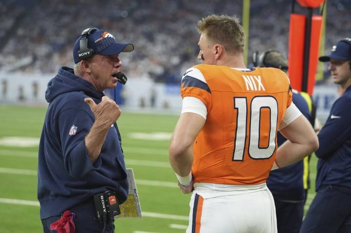 Bo Nix and Sean Payton downplay viral sideline exchange during Broncos’ loss to Colts