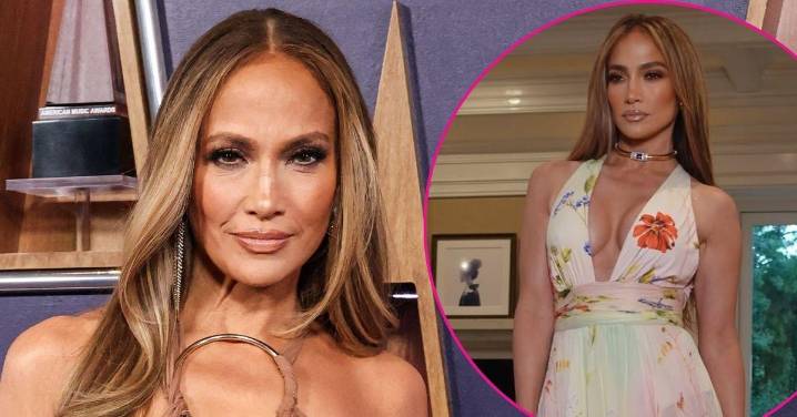 Jennifer Lopez Stuns in Plunging Neckline Dress That Highlights Her Tiny Waist: See Photos