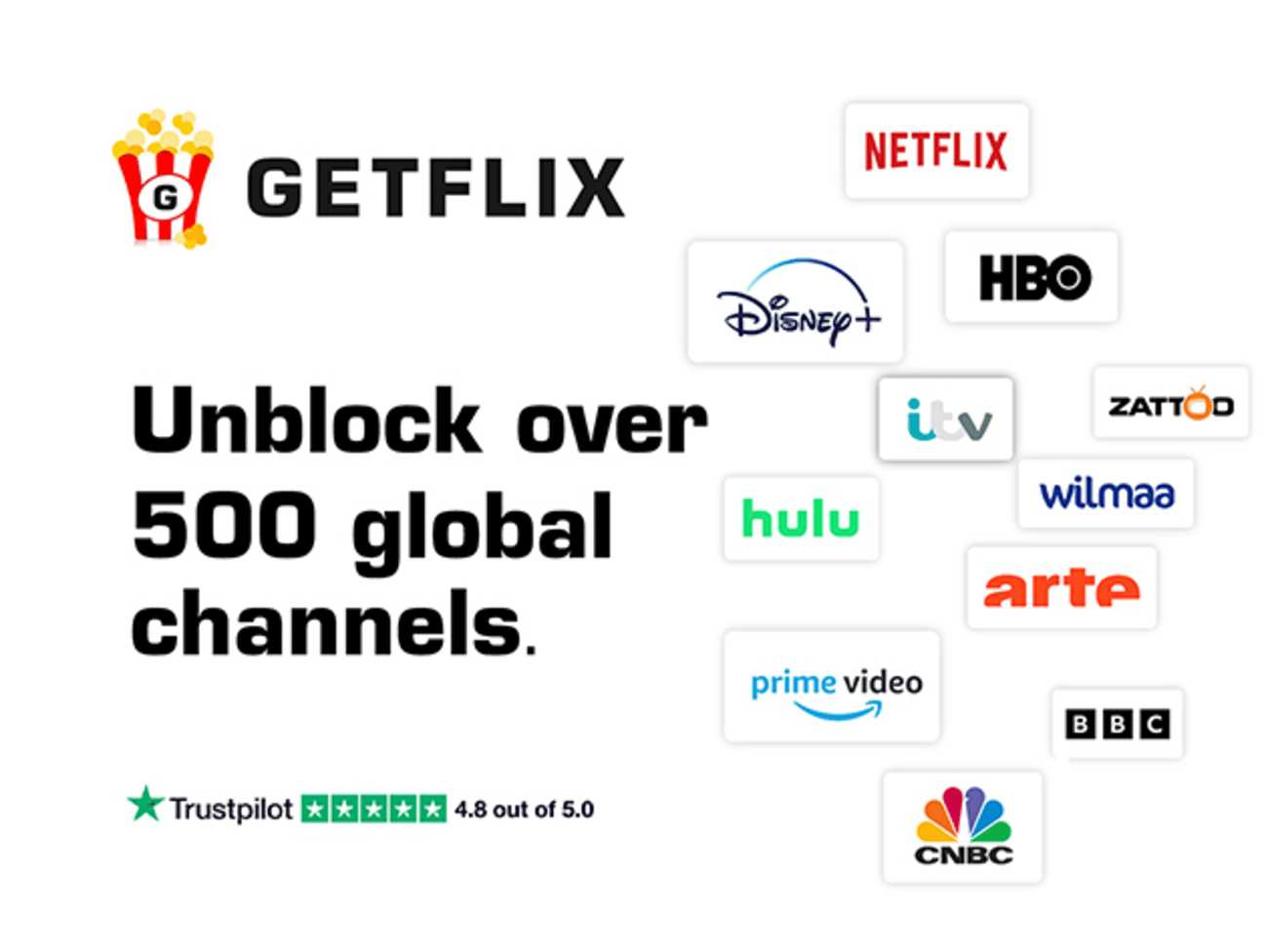 Access 500+ global channels without losing speed or security with Getflix