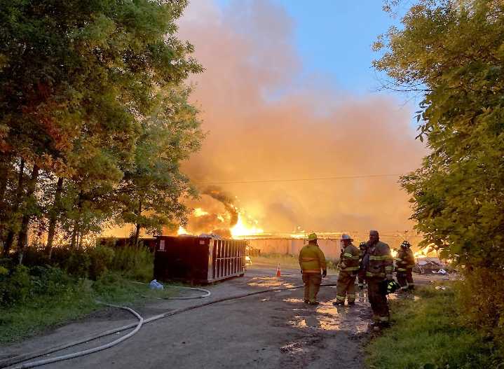 Video: Ditch turns into crazy stream of fire when hand sanitizer leaks from huge Upstate NY fire