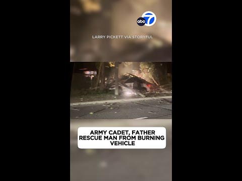 Army cadet, father rescue man from burning vehicle