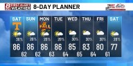 Unseasonably warm with a passing shower or storm this weekend