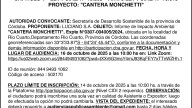 Audiencia pública ambiental digital. Proyecto: Cantera Monchietti
