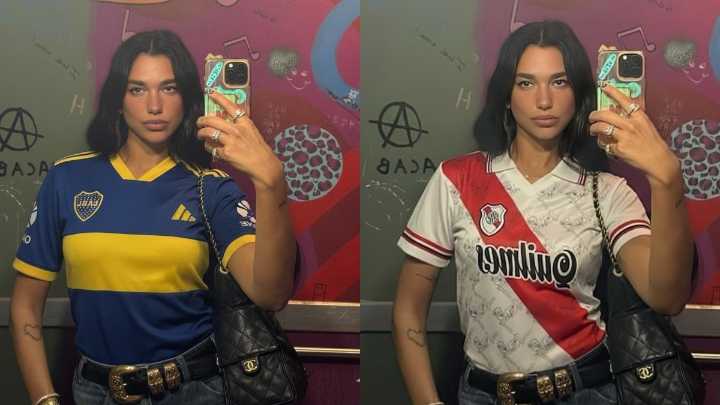 Furor por Dua Lipa, ¿qué camiseta del fútbol argentino le queda mejor?
