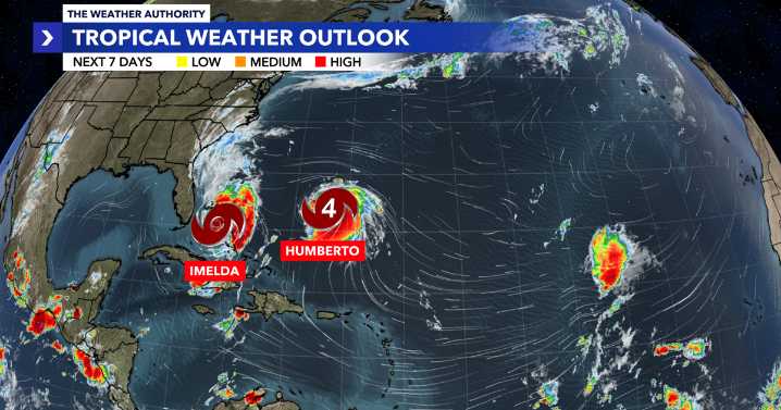 Tropical Storm Imelda forms, Hurricane Humberto still a powerful Category 4 storm