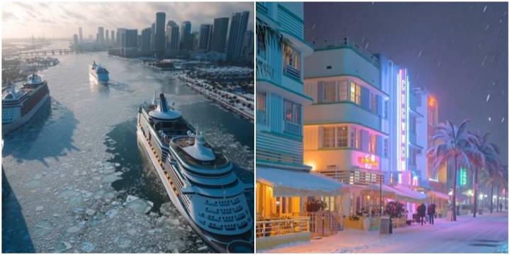 Imaginando lo imposible: Espectacular video muestra como sería Miami bajo nieve
