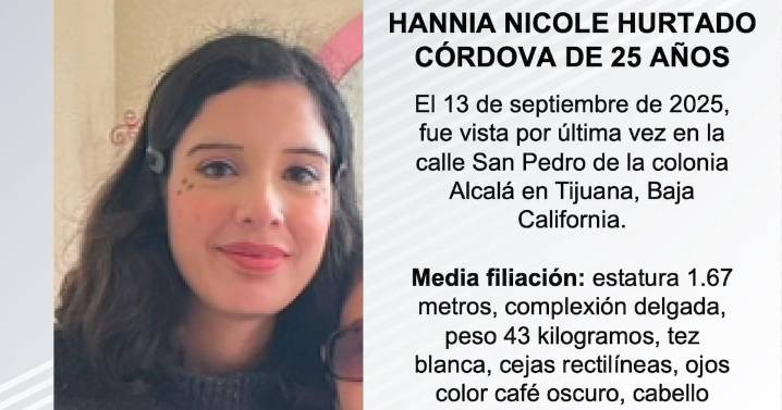 Se busca a Hannia Nicole Hurtado Córdova de 25 años