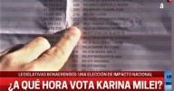 Escribieron "3%" junto al nombre de Karina Milei en el padrón de la escuela en la que vota