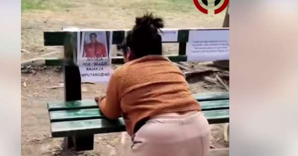 Marcha por Thiago Mendoza: la abuela lloró arrodillada en el banco donde mataron a su nieto