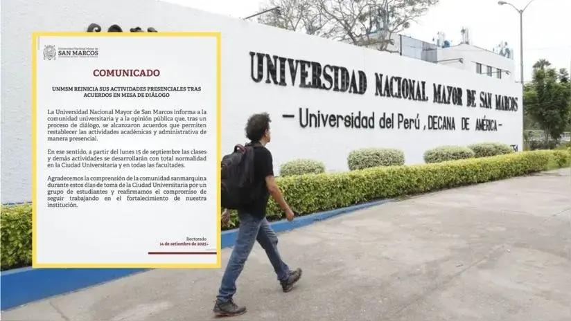 UNMSM retomará sus actividades presenciales este lunes 15 de septiembre tras acuerdos con estudiantes