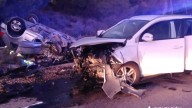 Un choque frontal deja a dos personas encarceladas en su vehículo, en Caspe